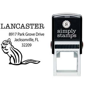 Chipmunk Square Return Address Stamp Body and Design