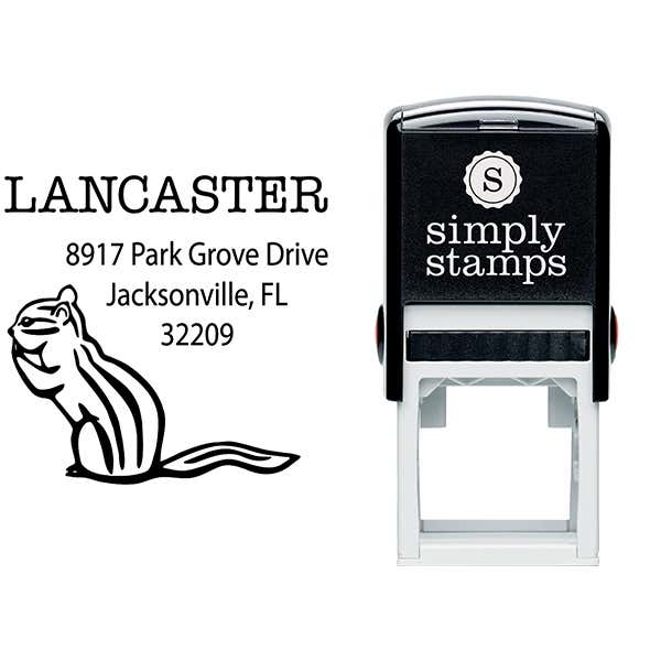 Chipmunk Square Return Address Stamp Body and Design