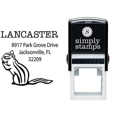 Chipmunk Square Return Address Stamp - alternate view