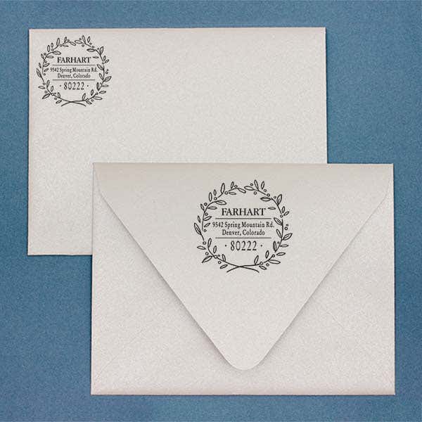 Farhart Wreath Address Stamp Imprint Example