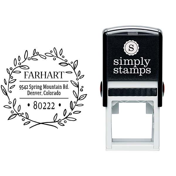 Farhart Wreath Address Stamp Body and Design