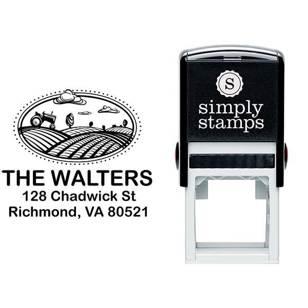 Farm Landscape Return Address Stamp Body and Design