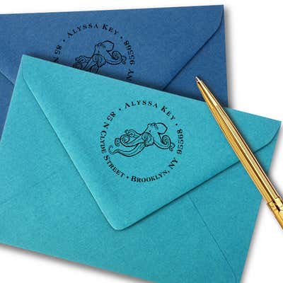 Floating Octopus Return Address Stamp - alternate view