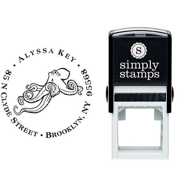 Floating Octopus Return Address Stamp Body and Design