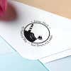 Nautical Lighthouse with Ship Round Address Stamp impression close up on envelope