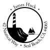 Nautical Lighthouse with Ship Round Address Stamp design on white background