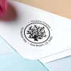 Nautical Coral Reef Round Address Stamp impression close up on envelope