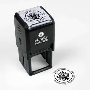 Nautical Coral Reef Round Address Stamp impression next to self inking stamp body