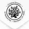 Nautical Coral Reef Round Address Stamp design close up on an envelope