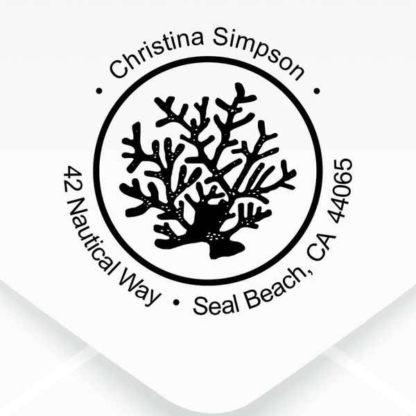 Nautical Coral Reef Round Address Stamp