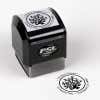 Nautical Coral Reef Round Address Stamp impression next to pre inked stamp body