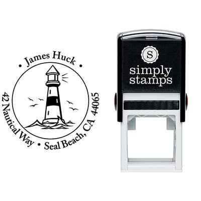 Island Lighthouse Round Return Address Stamp - alternate view