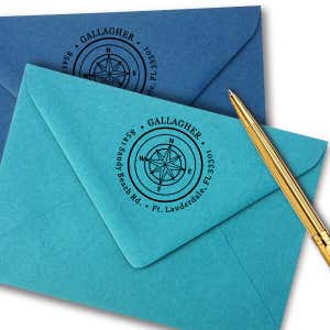 Gallagher Compass Double Border Return Address Stamp Imprint Example