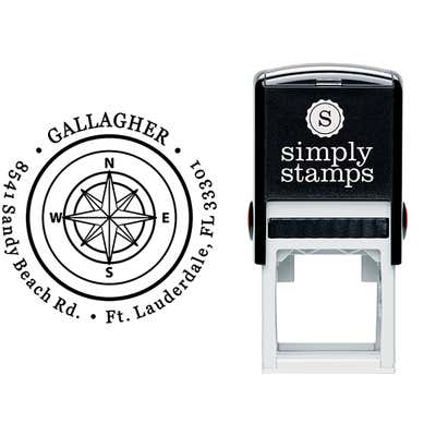 Gallagher Compass Double Border Return Address Stamp - alternate view