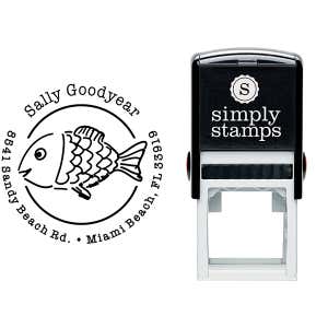 Sun Fish Return Address Stamp Body and Design