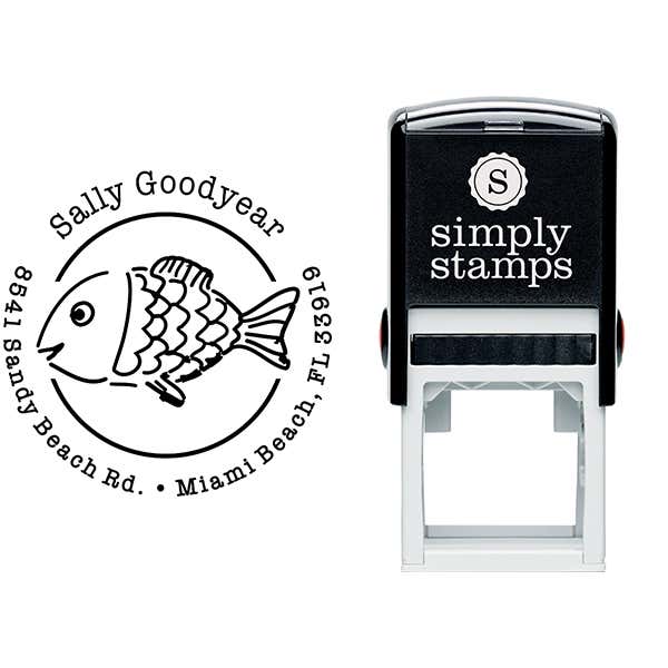 Sun Fish Return Address Stamp Body and Design