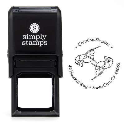 Nautical Lobster Round Address Stamp - alternate view