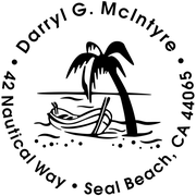 Row Boat Palm Tree Address Stamp