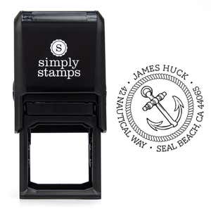 Nautical Anchor Custom Address Stamp design over self inking stamp body