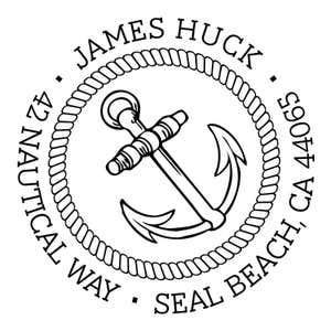 Nautical Anchor Custom Address Stamp design on white background