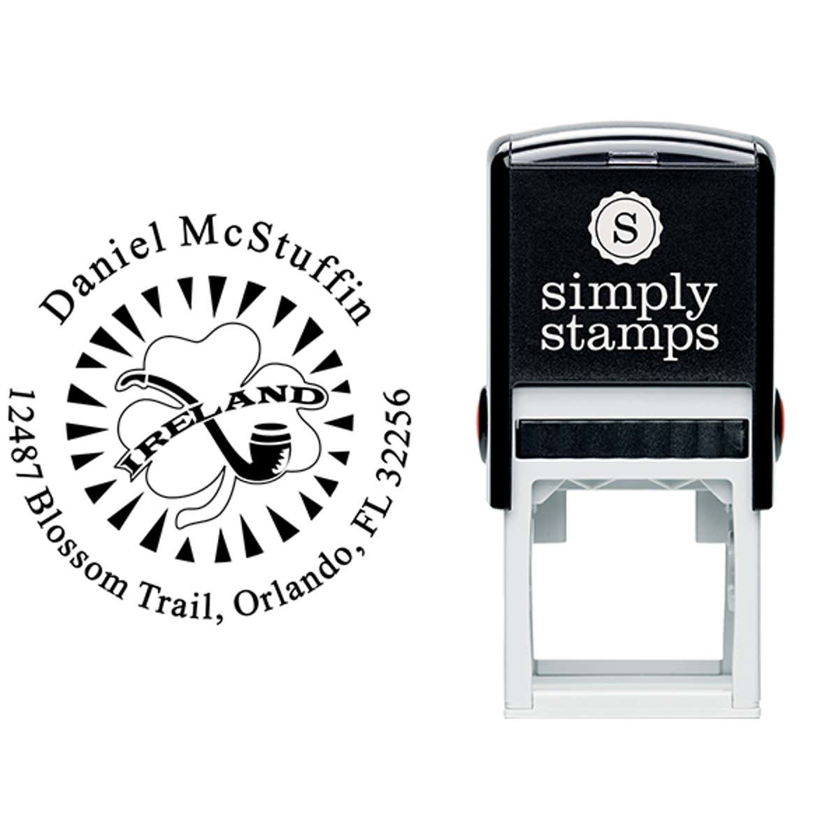 Ireland Shamrock Pipe Address Stamp Body and Design