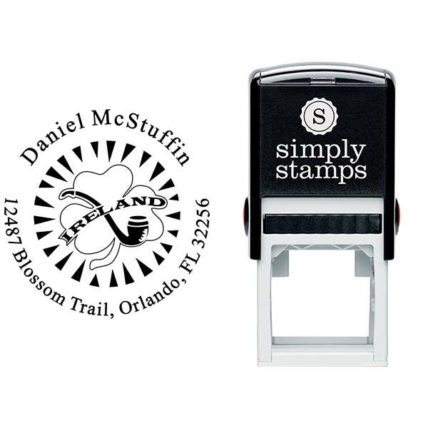 Ireland Shamrock Pipe Address Stamp Body and Design