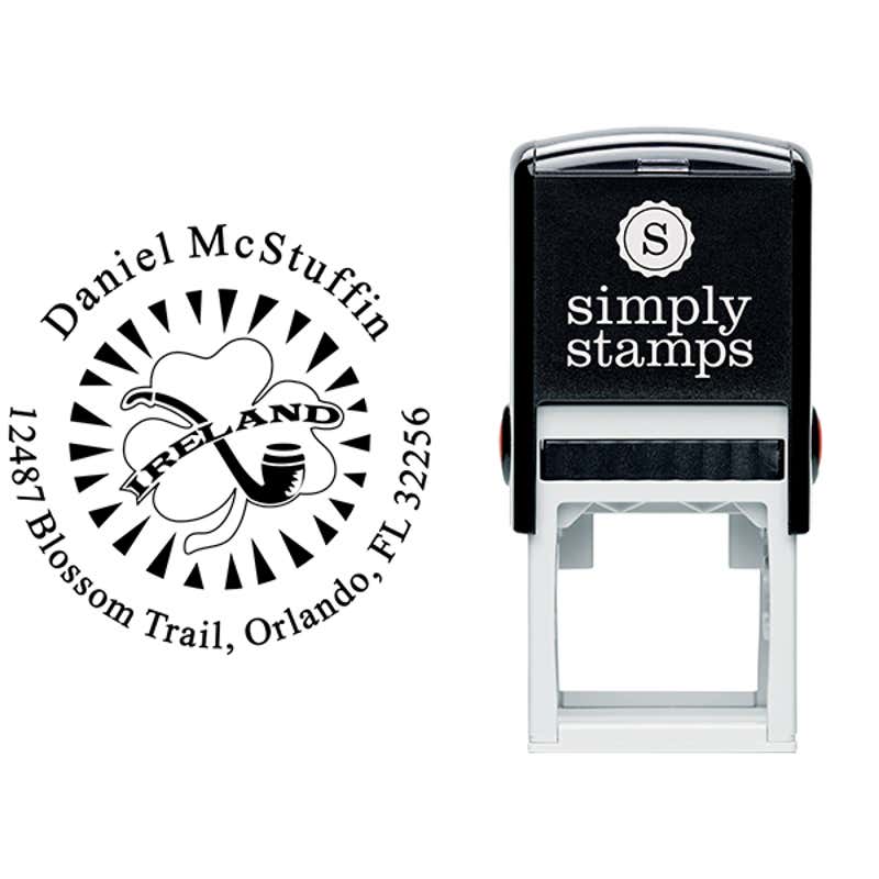 Ireland Shamrock Pipe Address Stamp Body and Design