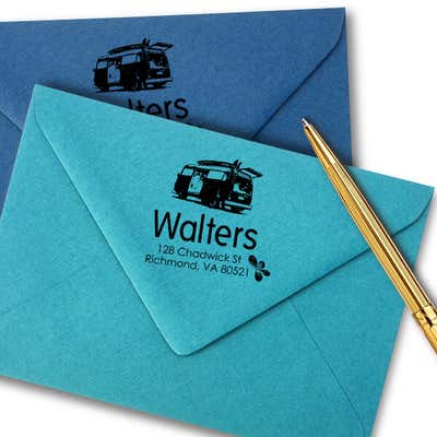 Retro Van Return Address Stamp - alternate view