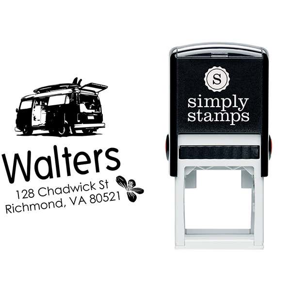 Retro Van Return Address Stamp Body and Design