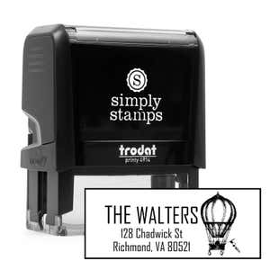 Hot Air Balloon Return Address Stamp design over self inking stamp body