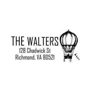 Hot Air Balloon Return Address Stamp design on white background