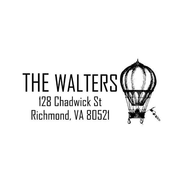 Hot Air Balloon Return Address Stamp design on white background