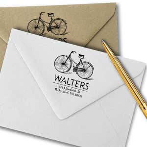 Retro Vintage Bicycle Return Address Stamp Imprint Example
