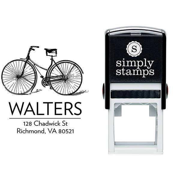 Retro Vintage Bicycle Return Address Stamp Body and Design