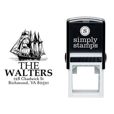 Nautical Ship Self-Inking Return Address Custom Stamp - alternate view