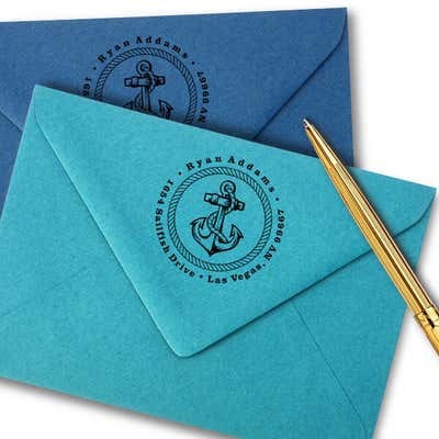 Nautical Rope and Anchor Custom Address Stamp - alternate view
