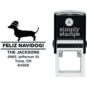 Feliz Navidog Dachshund Holiday Address Stamp
