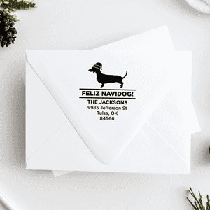 Feliz Navidog Dachshund Holiday Address Stamp