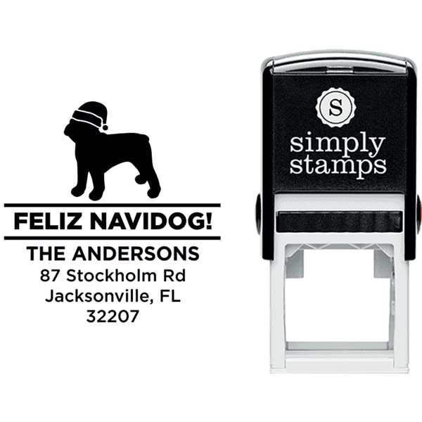 Feliz Navidog French Bulldog Holiday Address Stamp