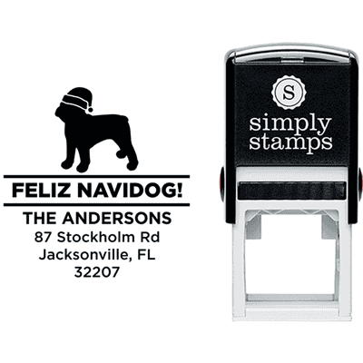 Feliz Navidog French Bulldog Holiday Address Stamp - alternate view