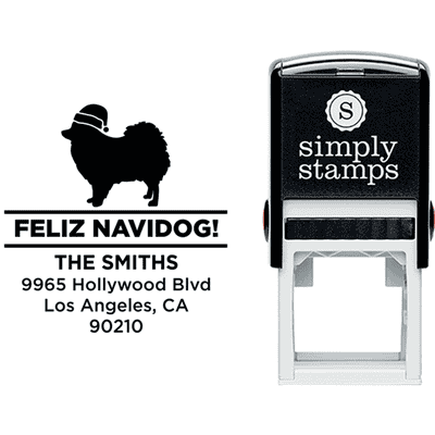 Feliz Navidog Pomeranian Holiday Address Stamp - alternate view