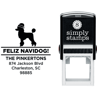 Feliz Navidog Poodle Holiday Address Stamp - alternate view