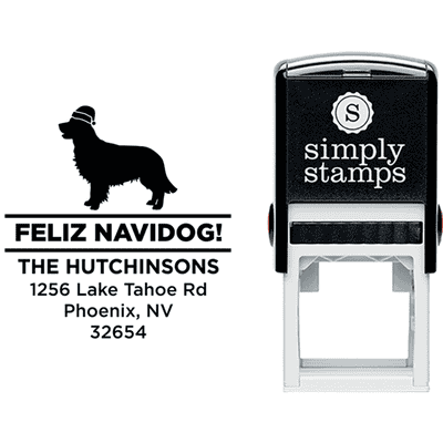Feliz Navidog Retriever Holiday Address Stamp - alternate view