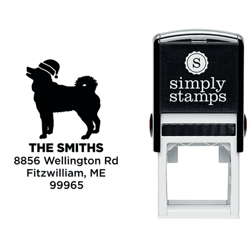 Husky Dog With Santa Hat Holiday Address Stamp