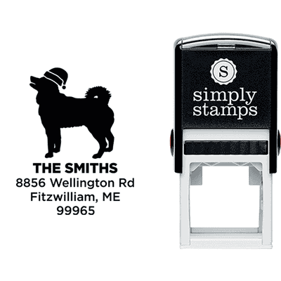 Husky Dog With Santa Hat Holiday Address Stamp - alternate view