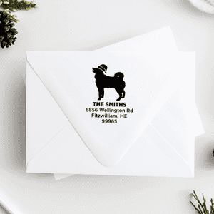 Husky Dog With Santa Hat Holiday Address Stamp