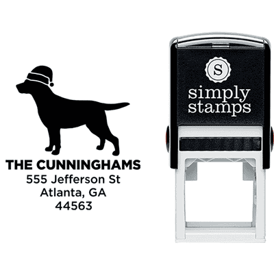 Labrador Dog With Santa Hat Holiday Address Stamp - alternate view