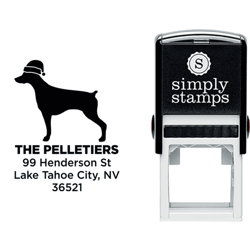 Pointer Dog With Santa Hat Holiday Address Stamp