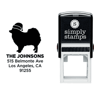 Pomeranian Dog With Santa Hat Holiday Address Stamp