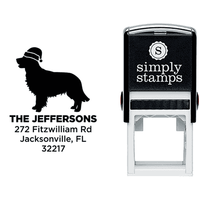 Retriever Dog With Santa Hat Holiday Address Stamp - alternate view